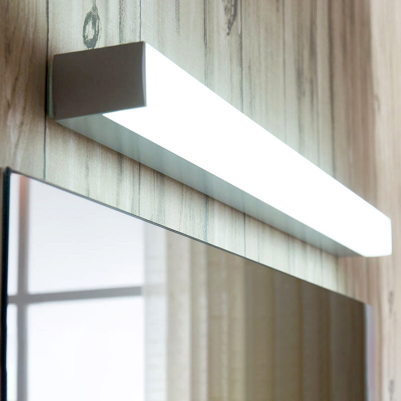 Modern Style Strip Wall Light 1 Light LED Mirror Light in Silver for Toilet