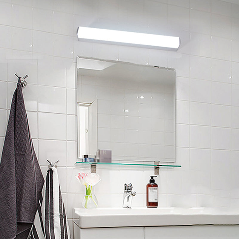 Modern Style Strip Wall Light 1 Light LED Mirror Light in Silver for Toilet