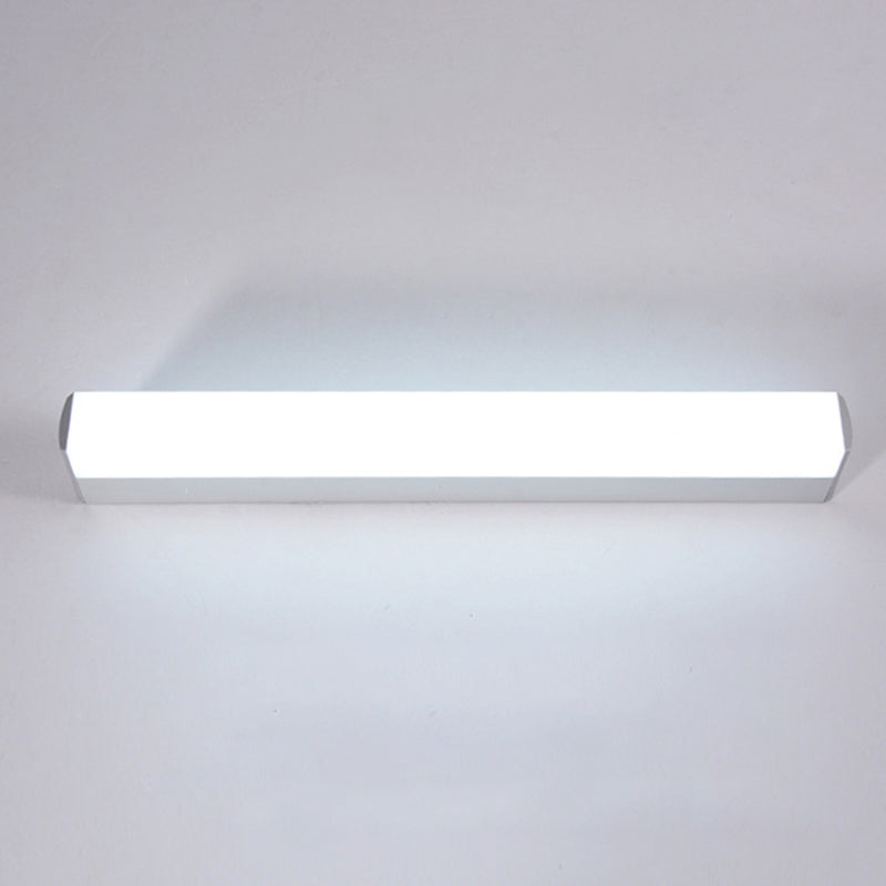 Modern Style Strip Wall Light 1 Light LED Mirror Light in Silver for Toilet