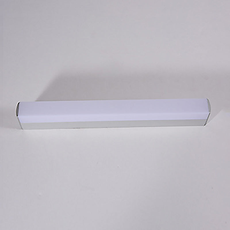 Modern Style Strip Wall Light 1 Light LED Mirror Light in Silver for Toilet