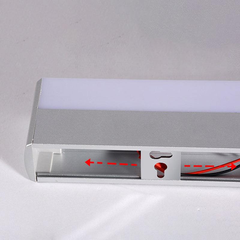 Modern Style Strip Wall Light 1 Light LED Mirror Light in Silver for Toilet