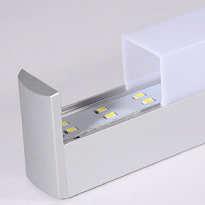 Modern Style Strip Wall Light 1 Light LED Mirror Light in Silver for Toilet