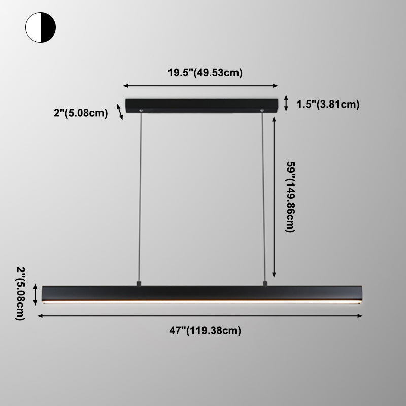 Nordic Simple Island Light Fixture Rectangle LED Dining Room Pendant Light