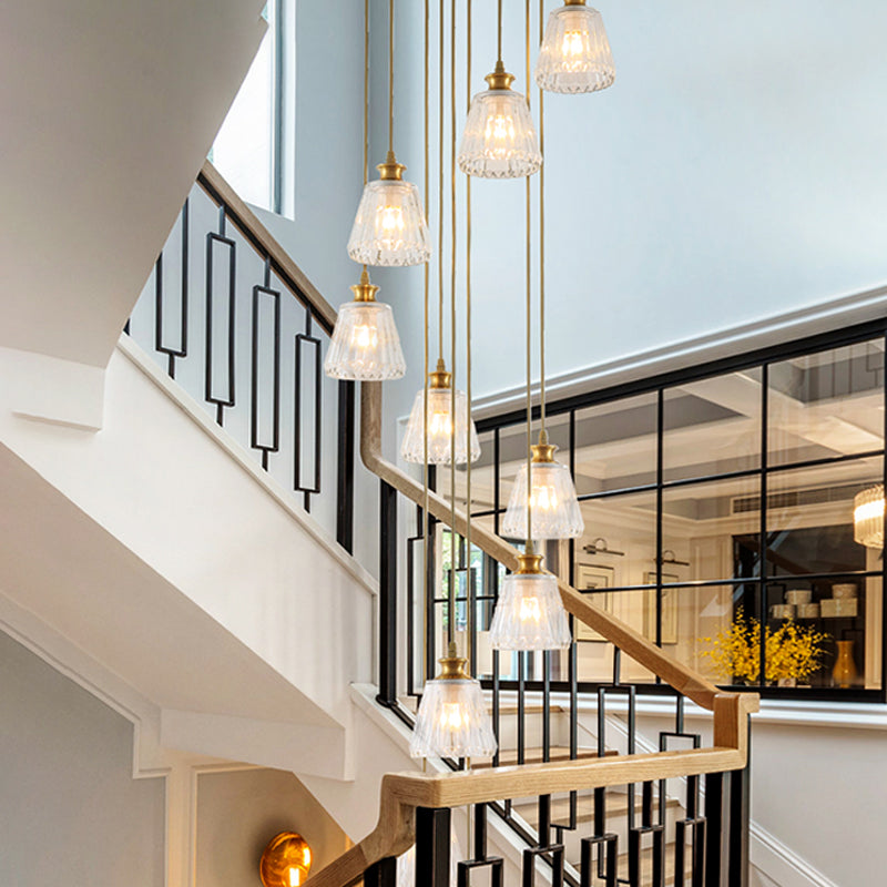 Kristall Gold Multi Light Pendell Tasse Form 10-Kopf