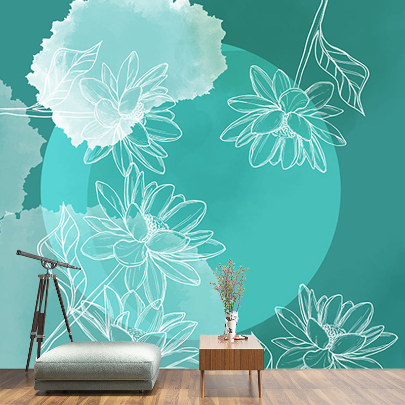 Tropical Style Plant Mural Wallpaper Contemporary for Dining Room Decor