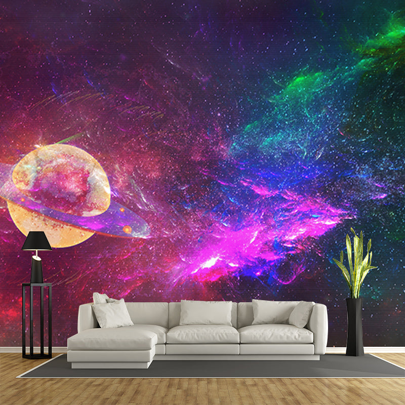 Outer Space Modern Style Mural Environment Friendly Wall Covering for Sleeping Room