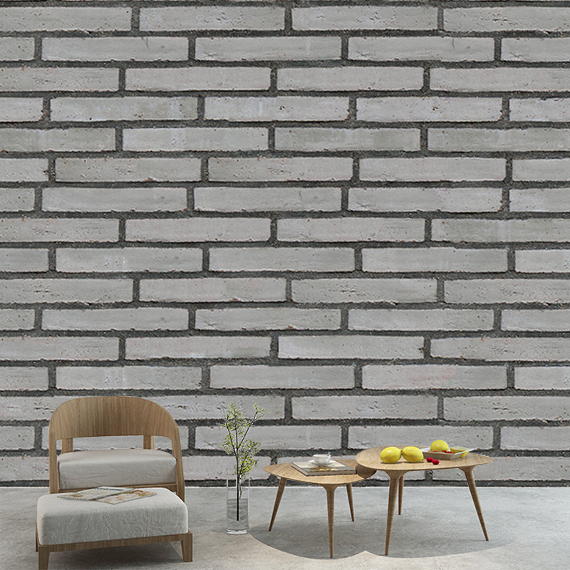 Gray Brick Wall Mural Environment Friendly Wall Covering for Sleeping Room