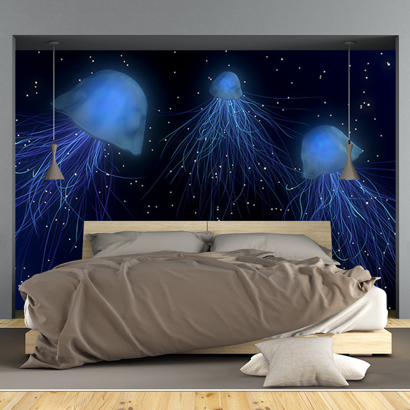 Tropical Underwater Creatures Mural for Living Room Moisture Resistant, Customized Size