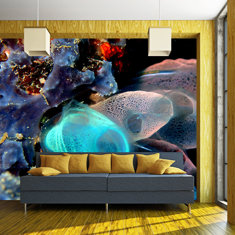 Tropical Underwater Creatures Mural for Living Room Moisture Resistant, Customized Size
