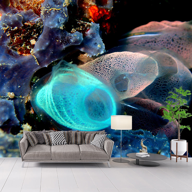 Tropical Underwater Creatures Mural for Living Room Moisture Resistant, Customized Size
