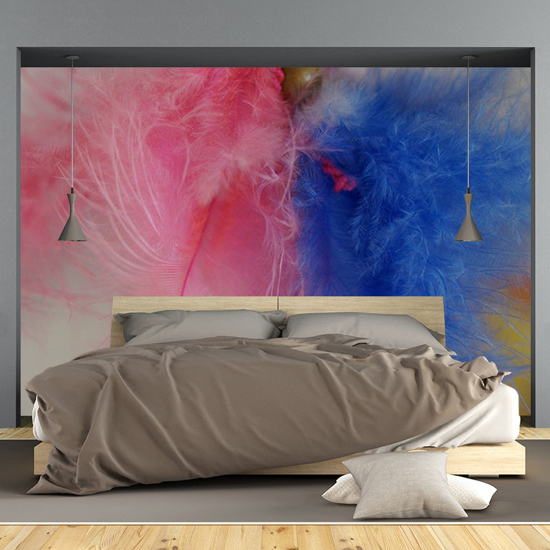 Feather Mural Wallpaper Moisture Resistant Art for Bedroom, Custom Size Available