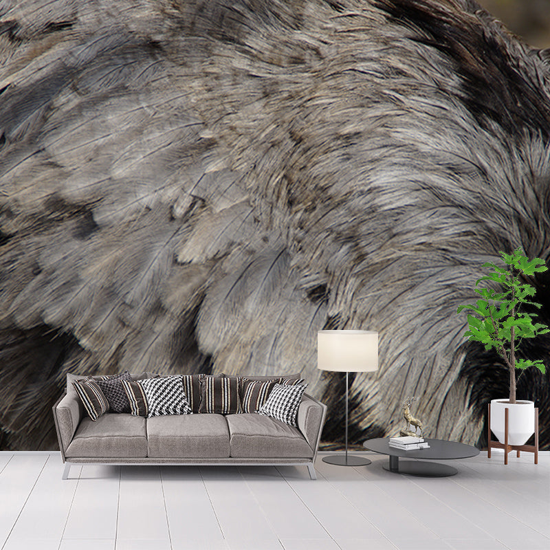 Feather Mural Wallpaper Moisture Resistant Art for Bedroom, Custom Size Available
