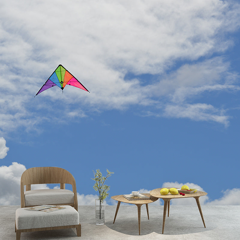 Blue Sky and White Clouds Wall Murals Moisture Resistant Wall Covering for Living Room