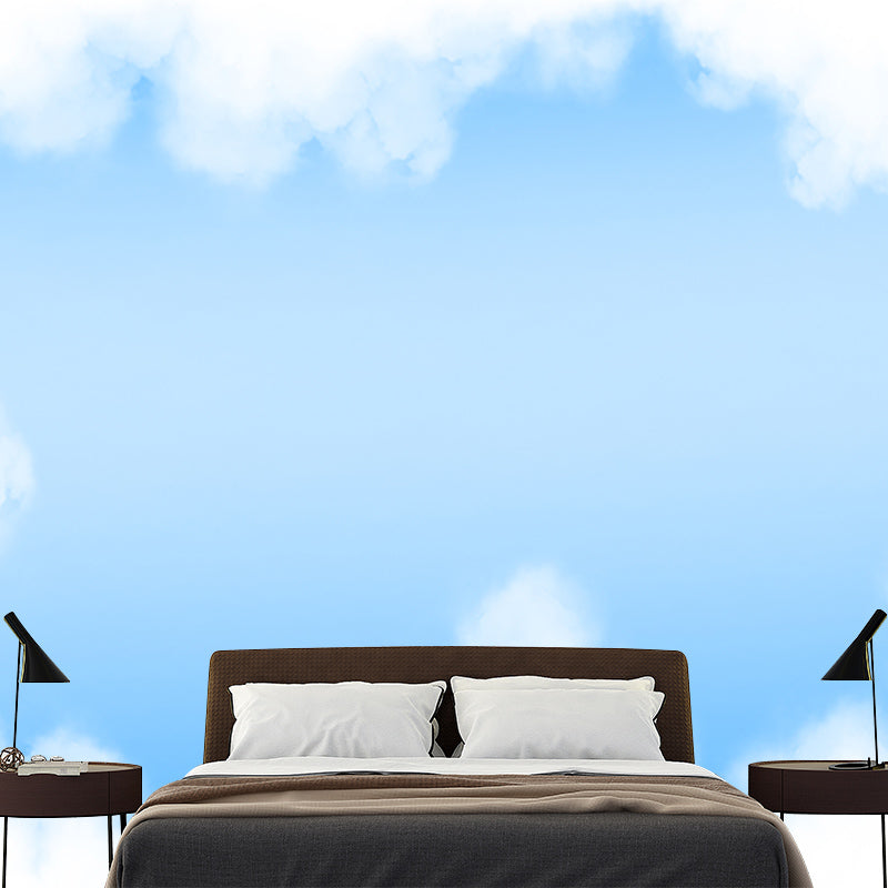 White Clouds View Wall Murals Moisture Resistant Wall Covering for Living Room