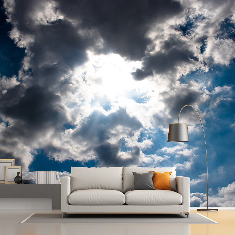 Blue Sky Modern Style Water Resistant Sitting Room Wall Covering, Personalized Size