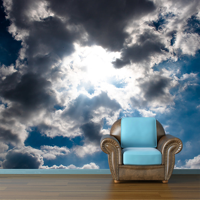 Blue Sky Modern Style Water Resistant Sitting Room Wall Covering, Personalized Size