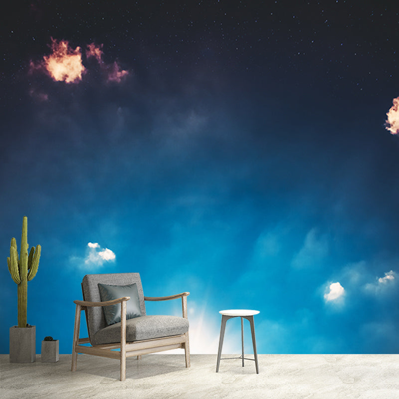 Blue Sky Modern Style Water Resistant Sitting Room Wall Covering, Personalized Size