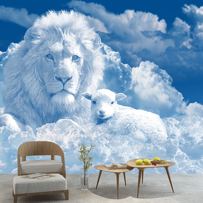 Blue Sky Modern Style Water Resistant Sitting Room Wall Covering, Personalized Size