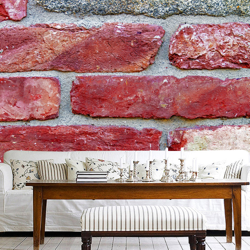 Horizontal Photography Brick Wall Mural Environment Friendly Wallpaper for Room