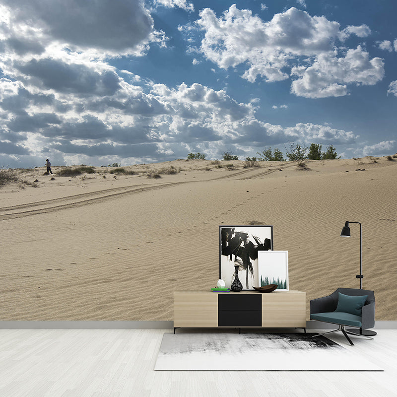 Boundless Desert Mural Environment Friendly Wallpaper for Sitting Room