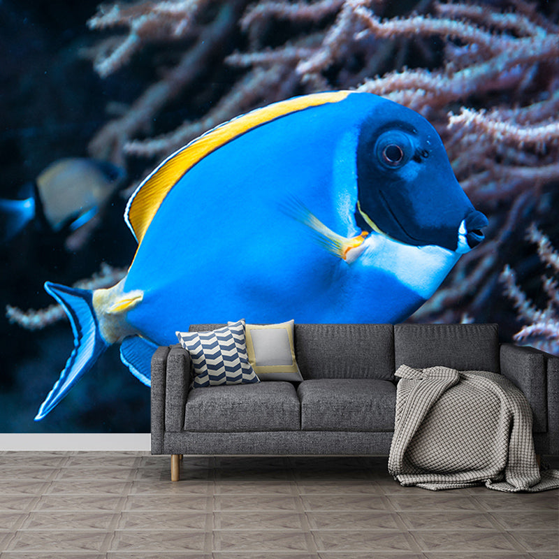 Underwater Life Mural Wallpaper for Living Room Wall Covering in Soft Color