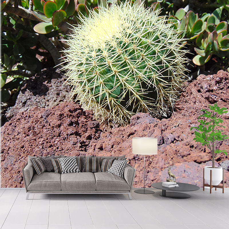 Tropical Cactus Mural Wall Covering Decorative Mildew Resistant for Living Room