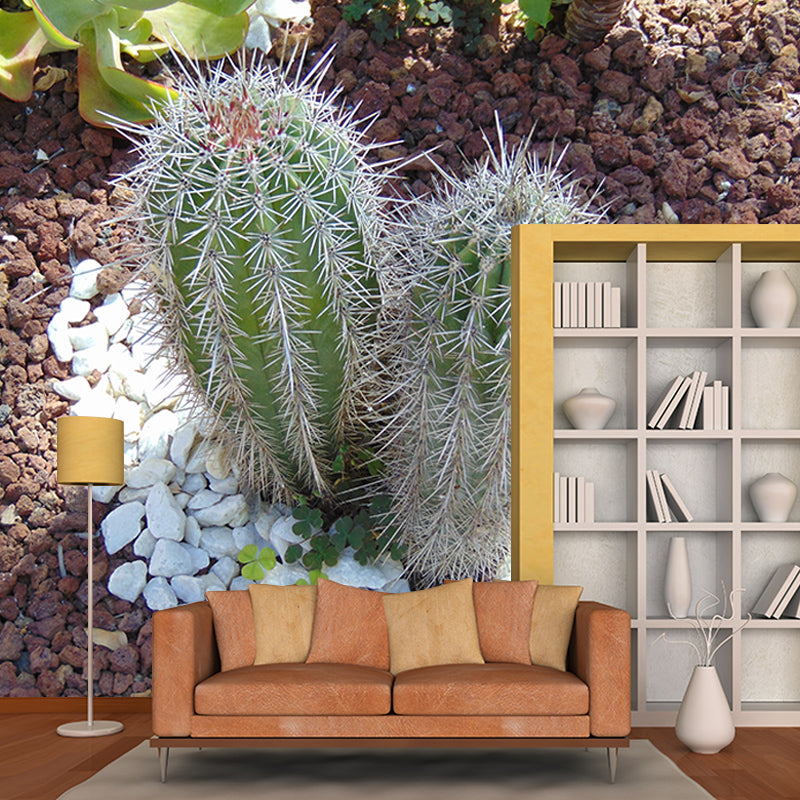 Tropical Cactus Mural Wall Covering Decorative Mildew Resistant for Living Room