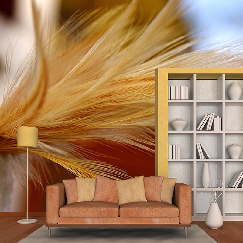 Feather Mural Wallpaper Moisture Resistant Wall Art for Girl's Bedroom