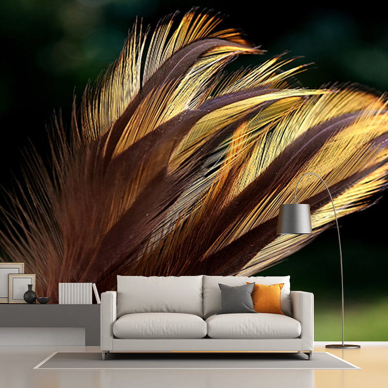 Feather Mural Wallpaper Moisture Resistant Wall Art for Girl's Bedroom