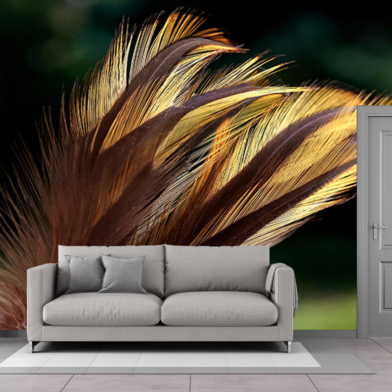 Feather Mural Wallpaper Moisture Resistant Wall Art for Girl's Bedroom