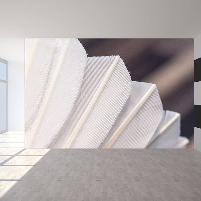 Light Feather Mural Wallpaper Minimalist Wall Covering for Sitting Room Decoration