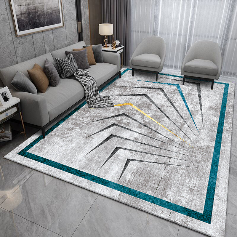 Gorgeous Carpet Trendy Gray Tone Polyester Area Rug Stain Resistant Carpet for Living Room