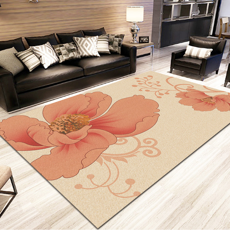 Hedendaags gebied Rug Minimalistisch bloemenprint Rug Polyester Wasbaar tapijt met niet-slipachter