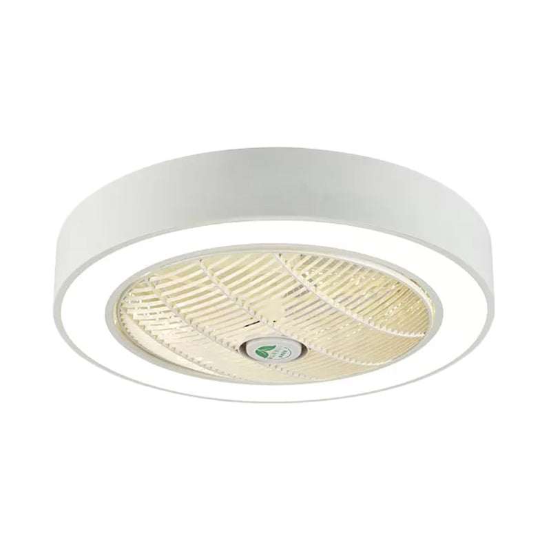 Lámpara de ventilador de tambor LED de 23.5 "W Lámpara Metálica Metálica Metálica Metálico 6 cuchillas Semi Flush Monte para dormitorio