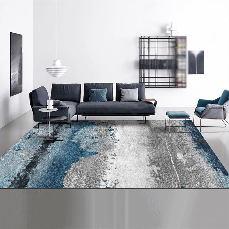 Ash Black Modern Rug Polyester Grafisch Tapijten Niet-slip achterste tapijt voor woonkamer