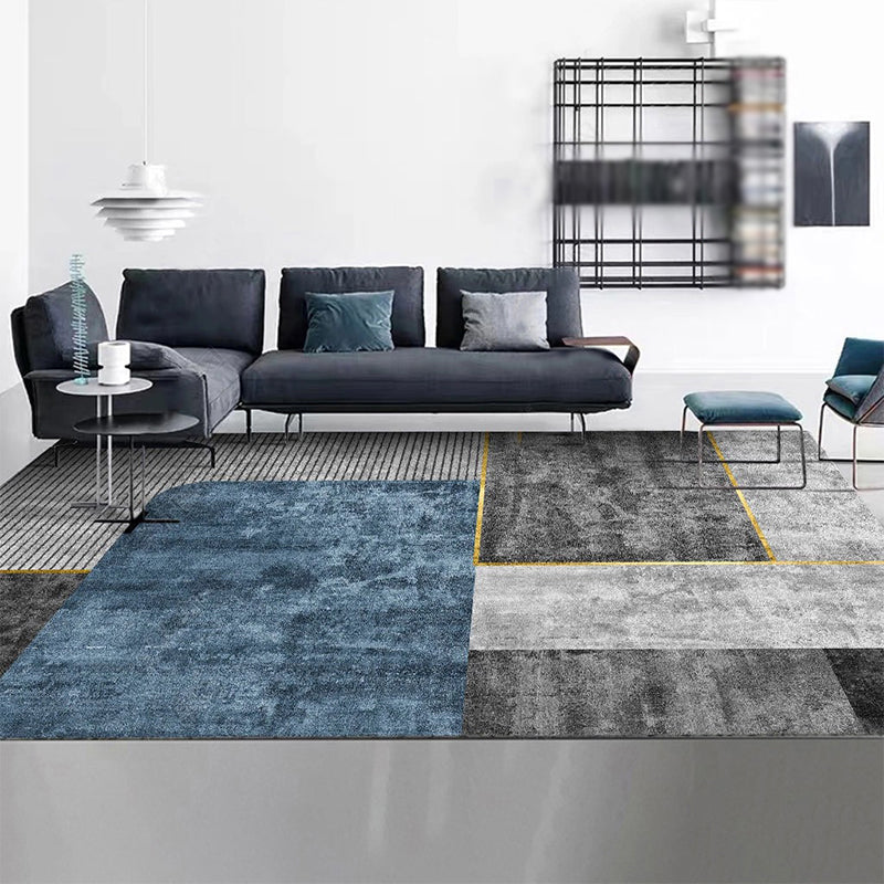 Ash Black Modern Rug Polyester Grafisch Tapijten Niet-slip achterste tapijt voor woonkamer