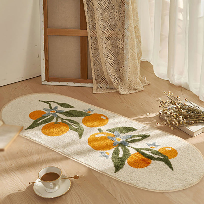 White Modern Carpet Flower Pattern Polyester Area Rug Non-Slip Backing Area Rug for Home Decor