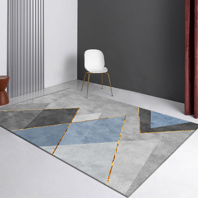 Gorgeous Living Room Carpet Trendy Gray Polyester Area Rug Indoor Rug with Non-Slip Backing