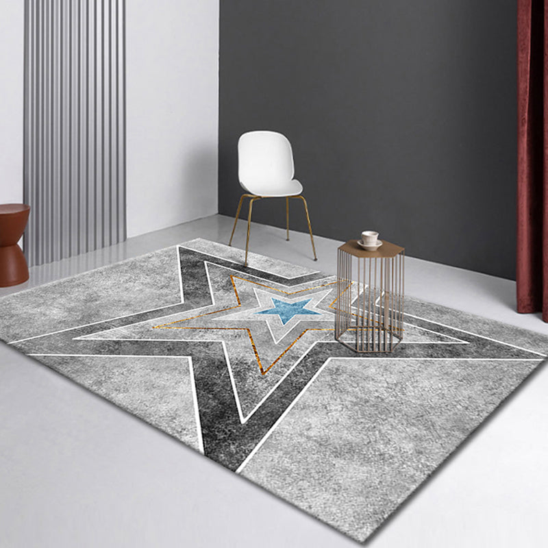 Gorgeous Living Room Carpet Trendy Gray Polyester Area Rug Indoor Rug with Non-Slip Backing