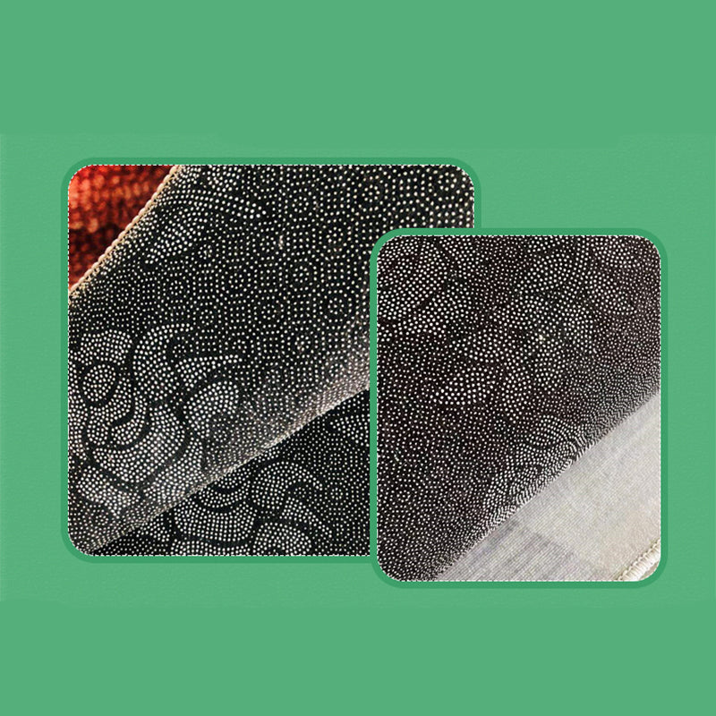 Black Living Room Area Rug Floral Pattern Polyester Area Carpet Stain Resistant Rug