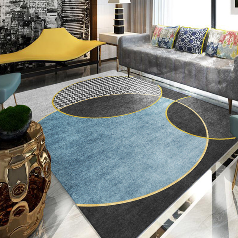 Contemporary Houndstooth Print Carpet Polyester Indoor Rug Non-Slip Backing Rug for Living Room