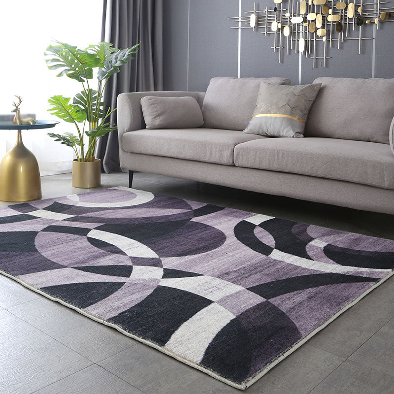 Purple Modern Carpet Blending Abstract Graphic Carpet Stain Resistant Carpet for Living Room
