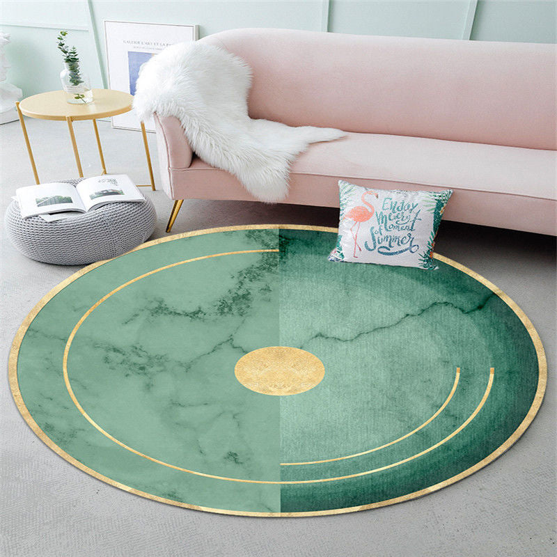 Round Polyester Carpet Trendy Houndstooth Pattern Rug Stain Resistant Area Rug for Living Room