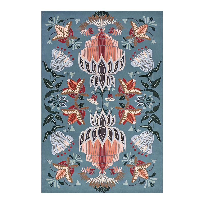 Black Modern Carpet Plant Pattern Polyester Area Rug Stain Resistant Area Rug for Home Decor