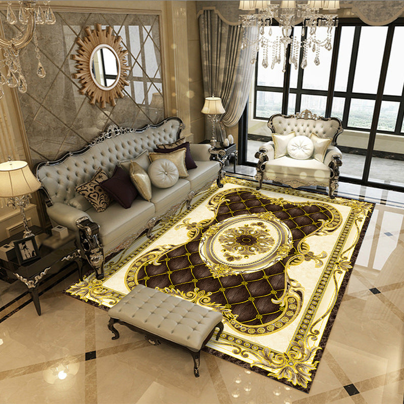 Tapis de motif de fleurs traditionnel Polyester tapis d'intérieur non glissant la zone de support pour le salon