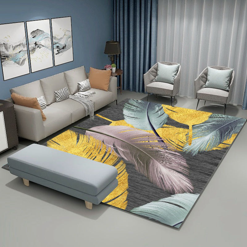 Moderne veren bedrukt tapijt polyester gebied tapijt huisdiervriendelijke binnenvleinik voor woningdecoratie