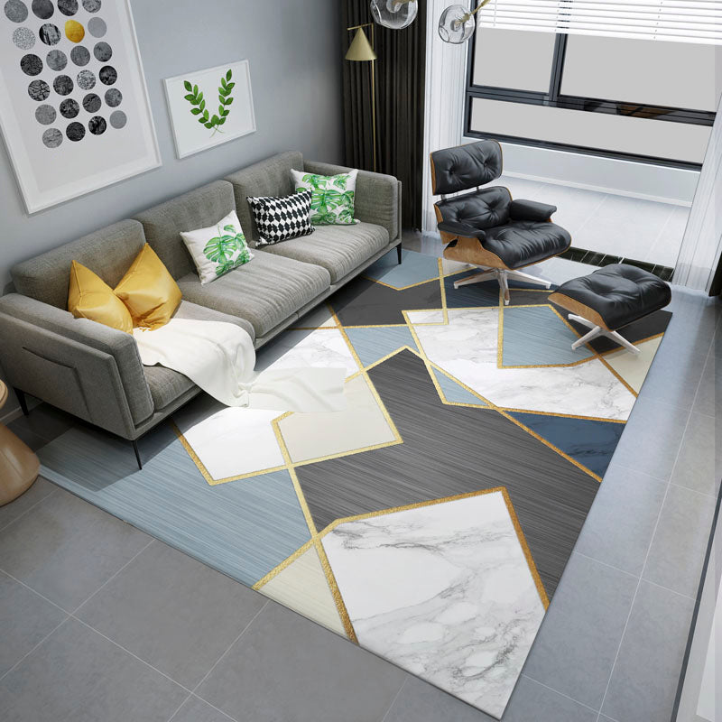 Minimalistisch binnenvleedkleed Contrastpaneel Ruug Polyester Stain Resistent gebied Tapijt voor woonkamer