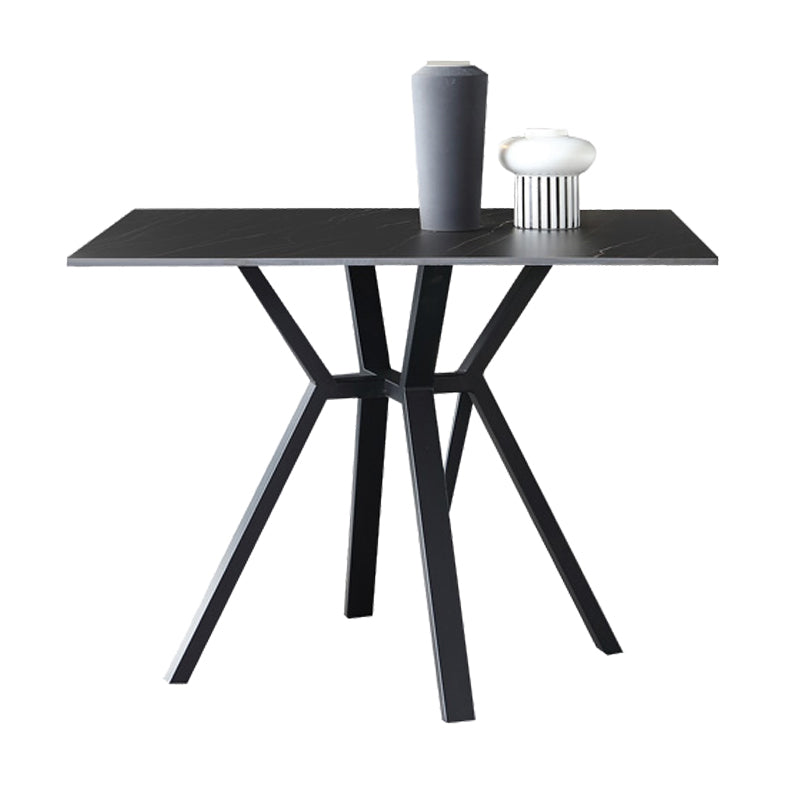 Vierkante industriële eettafel Zwarte vaste tafel met gesinterde steen