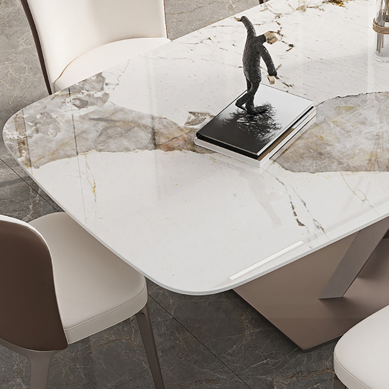 Metal Mesa de comedor de piedra sinterizada de metal tradicional de lujo para cocina y comedor