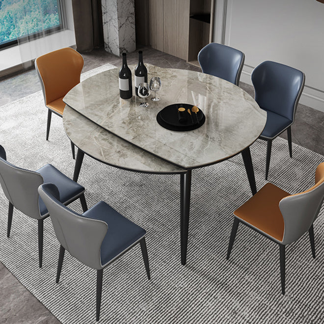 Gesinterde stenen bovenaan uitbreidbare ronde tafel in grijs voor restaurant moderne eettafel met 4 poten